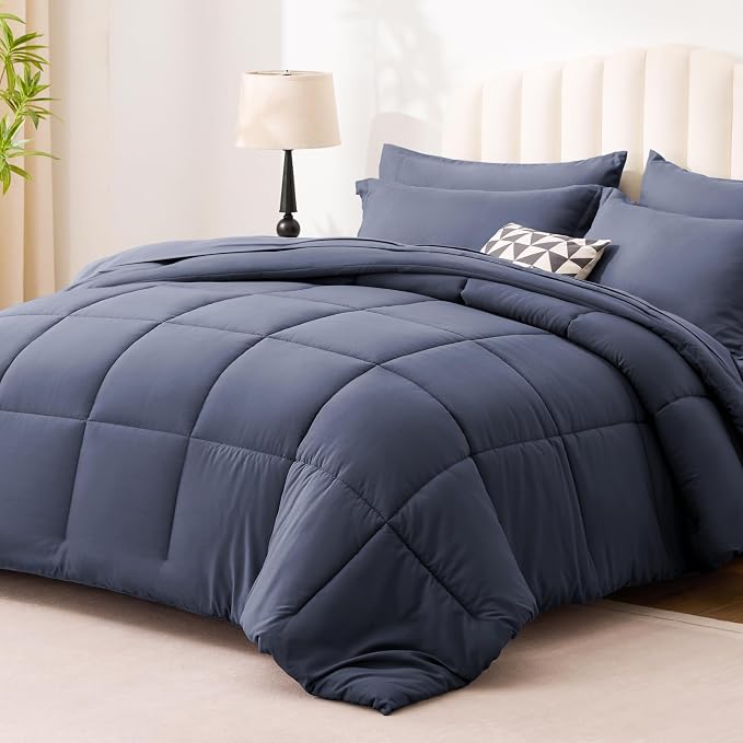 Love's cabin Twin Comforter Set Indigo Blue, 5 Pieces Twin Bed in a Bag - Image 2