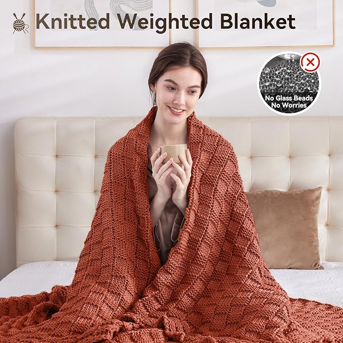 Knitted Weighted Blanket Adult, No Beads Heavy Blanket 50” x 60'' 5lbs - Image 5