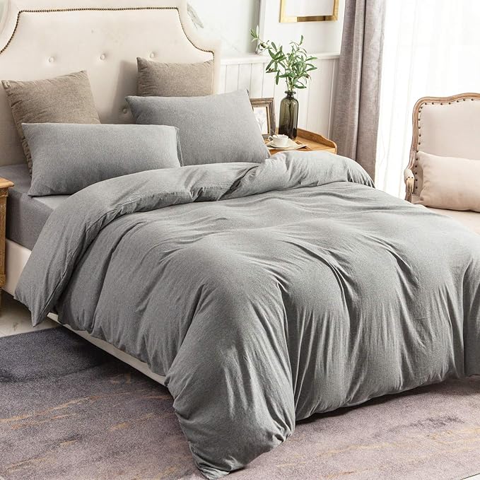 PURE ERA Jersey Knit Duvet Cover Set 100% T-Shirt Cotton Super Soft Comfy 2pc - Image 5