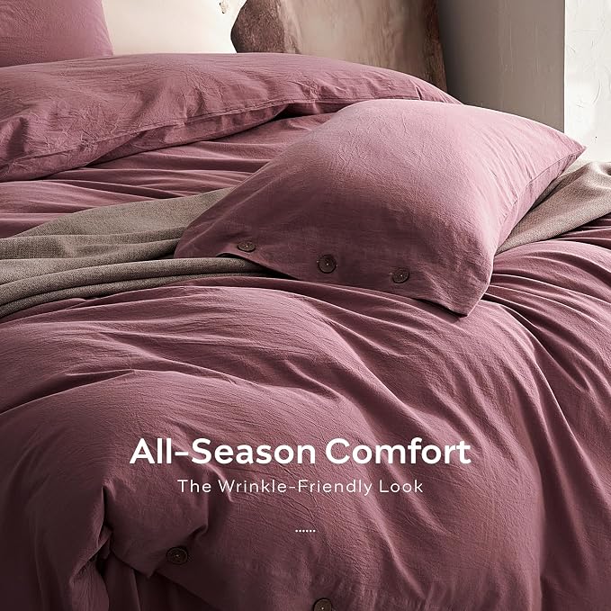 JELLYMONI 100% Washed Cotton Duvet Cover Queen – Soft, Breathable Linen-Look - Image 5