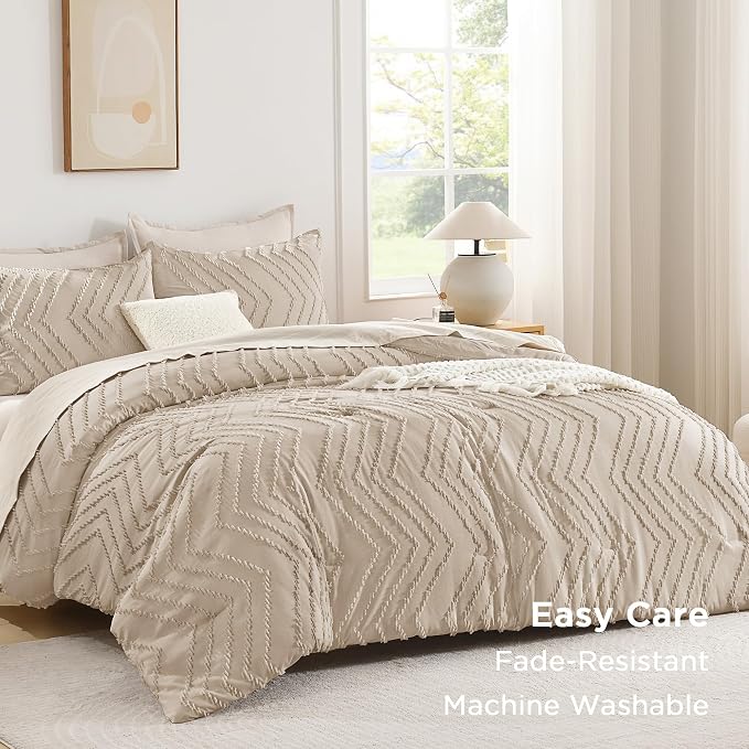 Andency Khaki Oversized King Comforter Set 120x98, Boho Oversize King Soft Warm - Image 3
