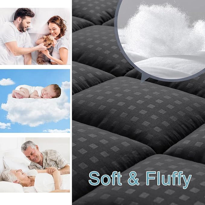 HYLEORY Full Mattress Pad Quilted Fitted Mattress Protector Cooling Pillow Top - Image 3