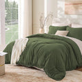 Andency Oversized King Size Comforter Set Olive Green 128x120, 3 Pieces Boho by Andency