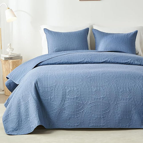 akkialla Queen Quilt Bedding Set, Bluish Grey Ultrasonic Full/Queen Quilt Set by akkialla