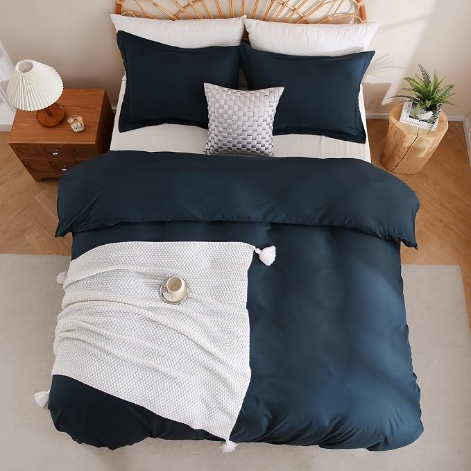JSD Navy Blue Duvet Cover Set Twin Size, 2 Piece Microfiber Kids Duvet Cover - Image 8
