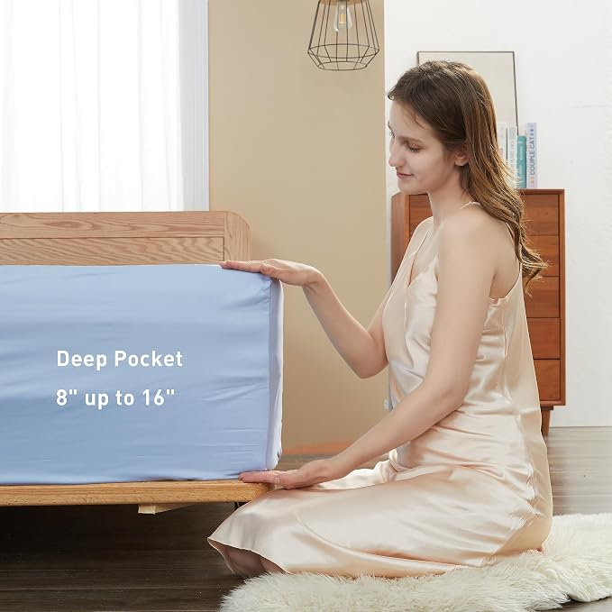 Sunflower King Fitted Sheet, 1-Piece Deep Pocket Fitted Bottom Sheet 16" - Image 3