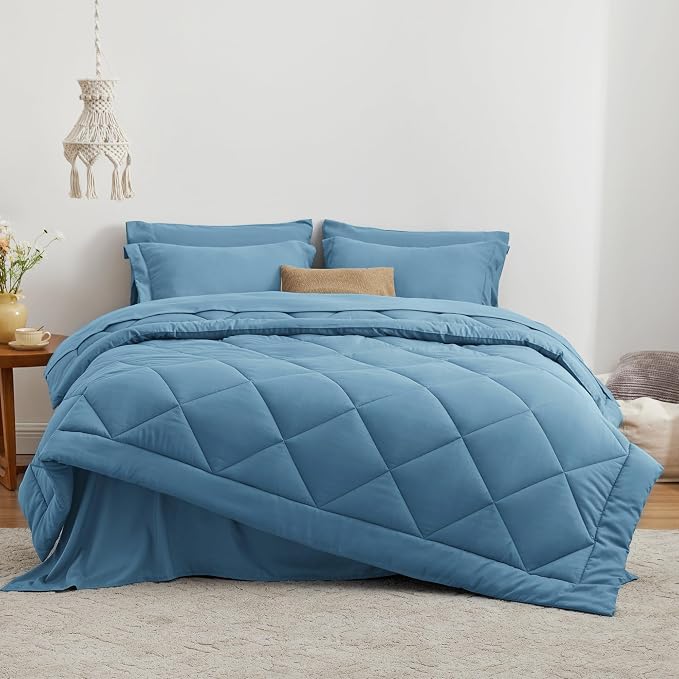 Love's cabin Full Comforter Set Misty Blue, 7 Pieces Full Bed in a Bag - Image 2