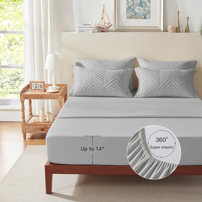 Zzlpp Full Comforter Set 7 Pieces, Light Grey Tufted Bed in a Bag - Image 7