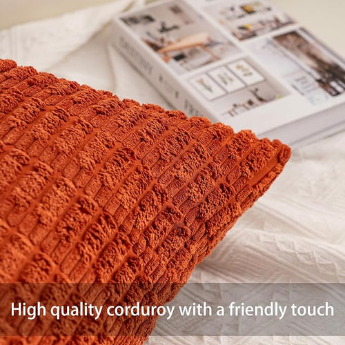 Aegero Pack of 2 Corduroy Decorative Throw Pillow Covers 12x20 InchSoft Boho - Image 2