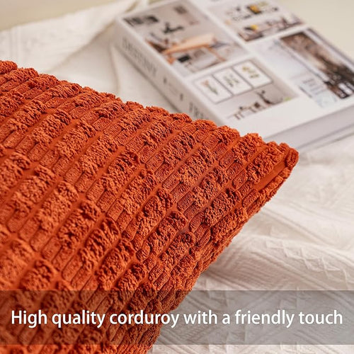 Aegero Corduroy Decorative Throw Pillow Covers 14x36 Inch Soft Striped Pillow - Image 2