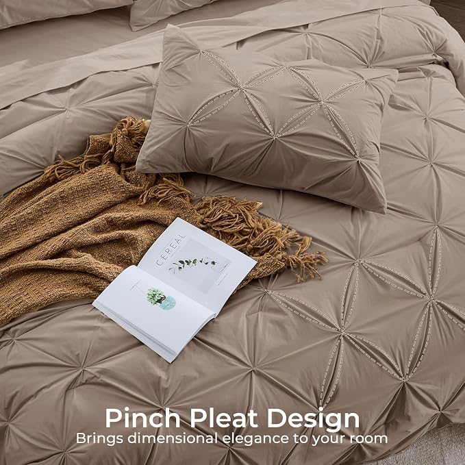Sasttie Queen Comforter Set, 7-Piece Bed in a Bag, Pintuck Bedding Sets - Image 4