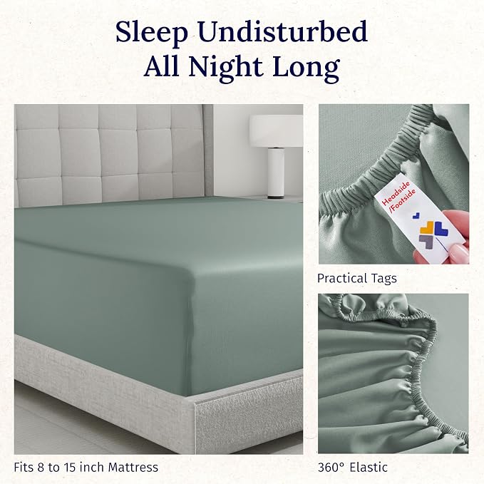 Luxuriously Soft Twin Fitted Sheet, 600 Thread Count, Sateen Sheets, 100% - Image 7