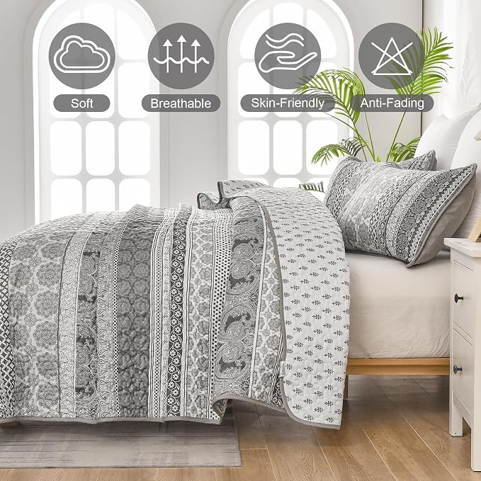WONGS BEDDING Boho Quilt Set Queen Size - Image 4