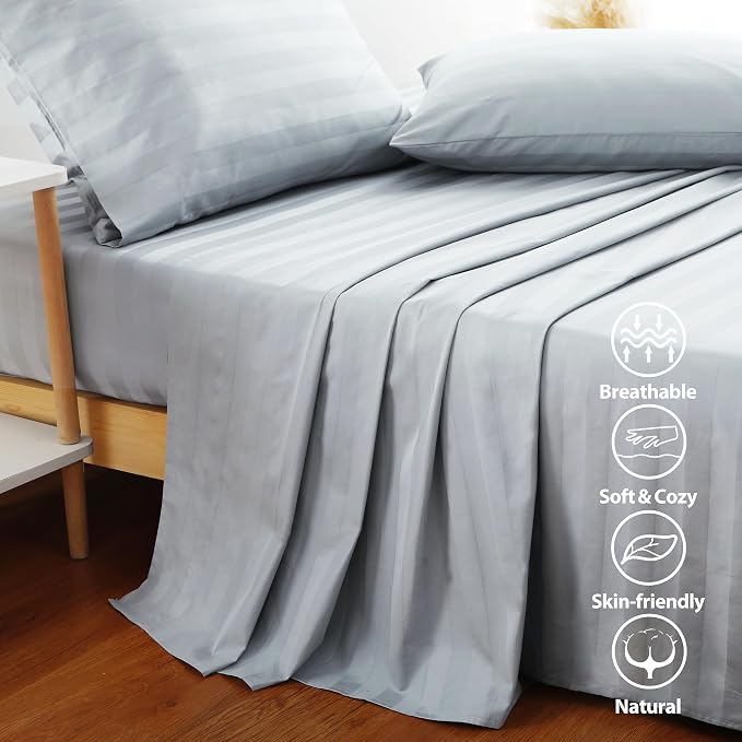 Flat Sheet Only TwinXL Size, 400 TC 100% Egyptian Cotton Flat Sheet Striped - Image 5