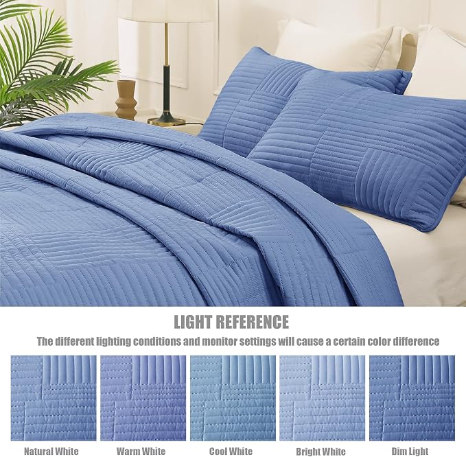 Whale Flotilla Ultra Soft Twin Quilt Bedding Set, Lightweight Microfiber Bluish - Image 5