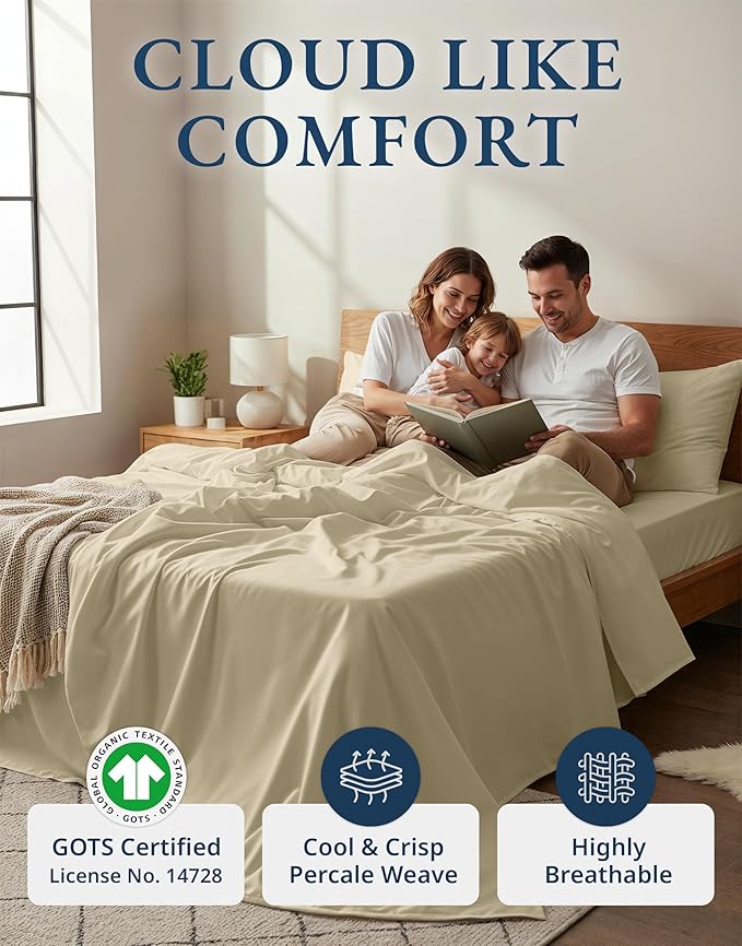 LANE LINEN 100% Organic Cotton Fully Elasticized California King Sheet Set - Image 2