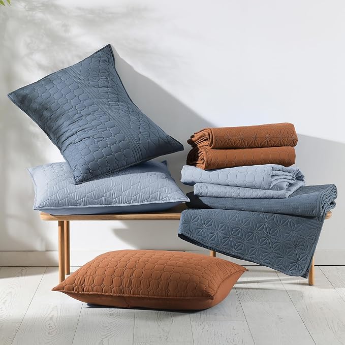 HORIMOTE HOME Burnt Orange Twin Size Quilt Set - Image 8