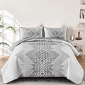 Dintszyayue Grey Quilt Set Queen Size 3 Pieces Boho Aztec Quilt Set Queen Gray by Dintszyayue