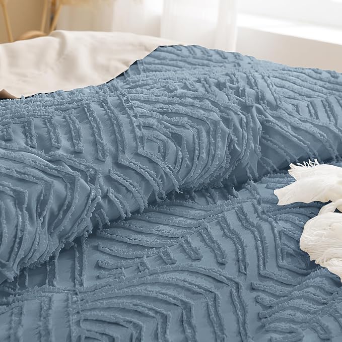 Andency Grayish Blue California King Comforter Set, 3 Pieces Grayish Blue Boho - Image 5