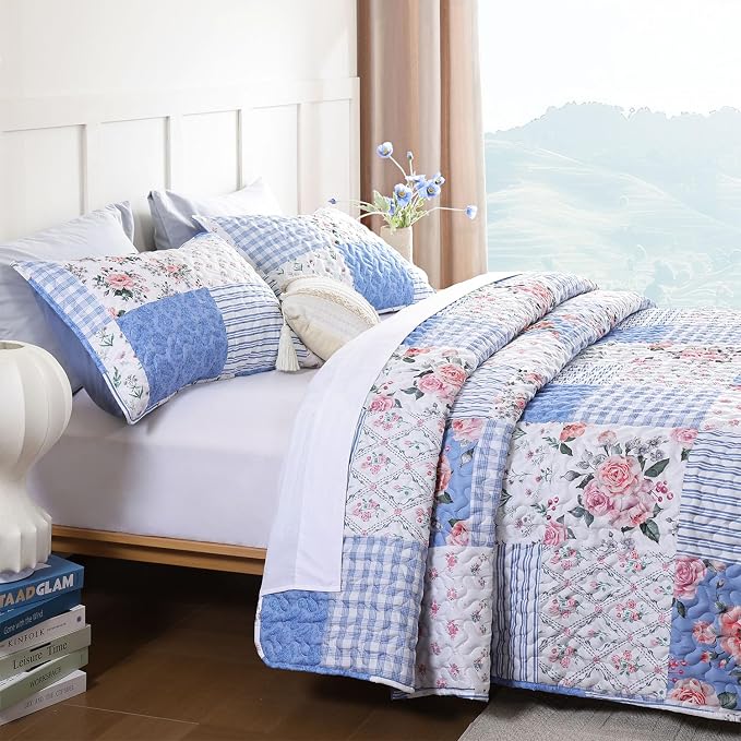 YIKUSH Quilt Sets Twin Size Floral Quilt Set 2 Pieces Bedding Set Bedspreads - Image 2