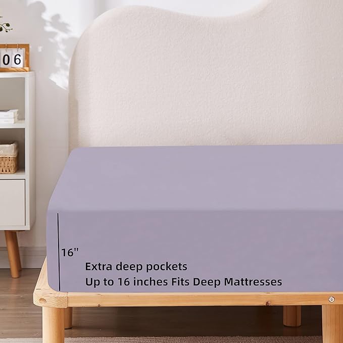 HBHLFZ Queen Fitted Sheet Only, Soft Breathable Bottom Sheet - Image 3