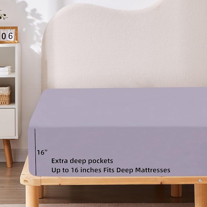 HBHLFZ King Fitted Sheet Only 2 Pack, Soft Breathable Bottom Sheet - Image 3