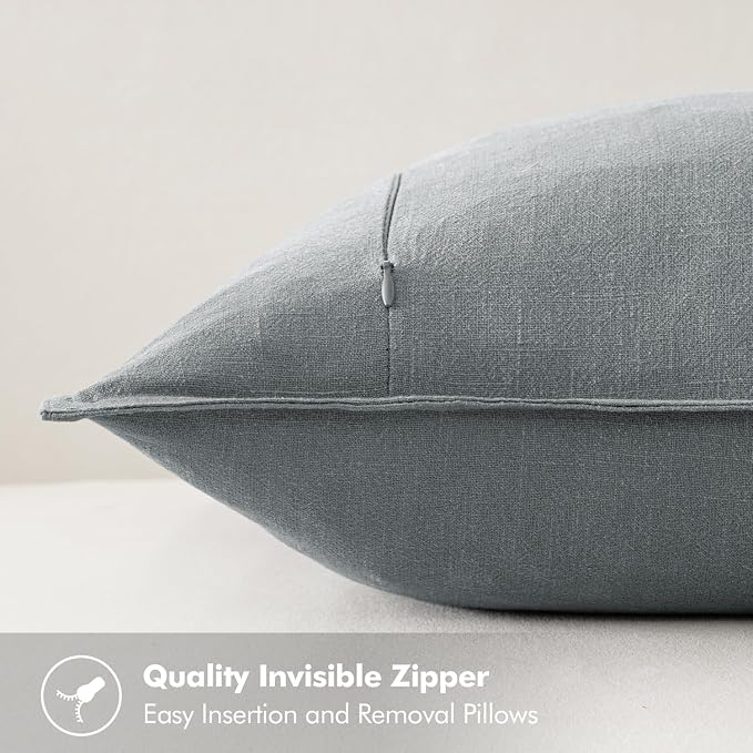MIULEE Decorative Linen Pillow Covers 18x18 Inch Gray ​Boho Farmhouse​ ​Neutral - Image 3