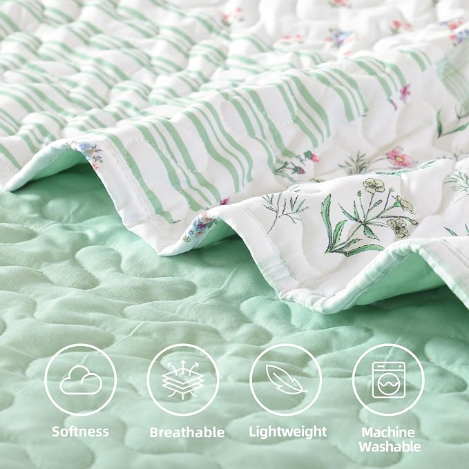 YIKUSH Quilt Sets Twin Size Floral Quilt Set 2 Pieces Bedding Set Bedspreads - Image 5