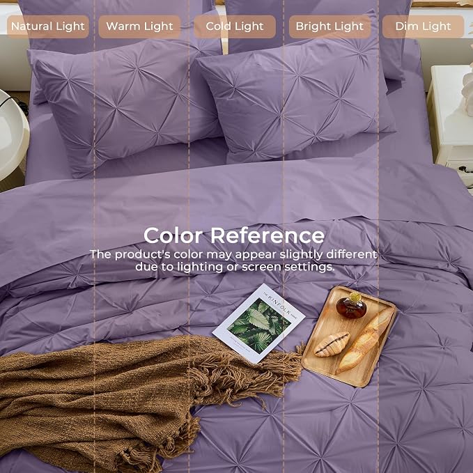 Sasttie Queen Comforter Set, 7-Piece Bed in a Bag, Pintuck Bedding Sets - Image 8