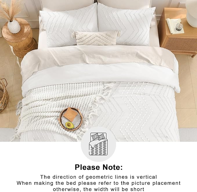 Andency White Comforter King Size, Boho Soft Fluffy Warm Lightweight Bedding - Image 5