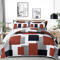 Tyrot 3 Piece Burnt Orange Grey Quilt Set King Size Black White Gray Geometric by TyrotHomeDecor