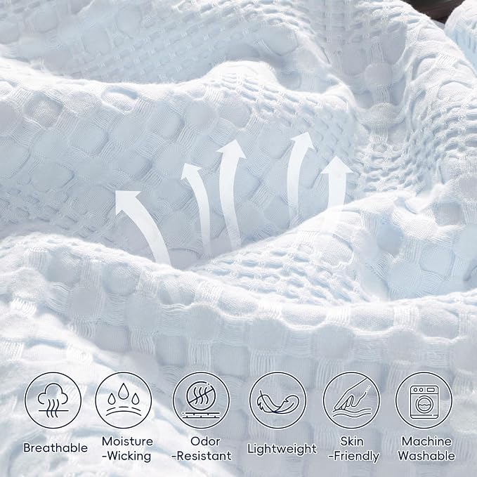 PHF Cooling Waffle Blanket Twin Size, Lightweight 60% Rayon from Bamboo & 40% - Image 5