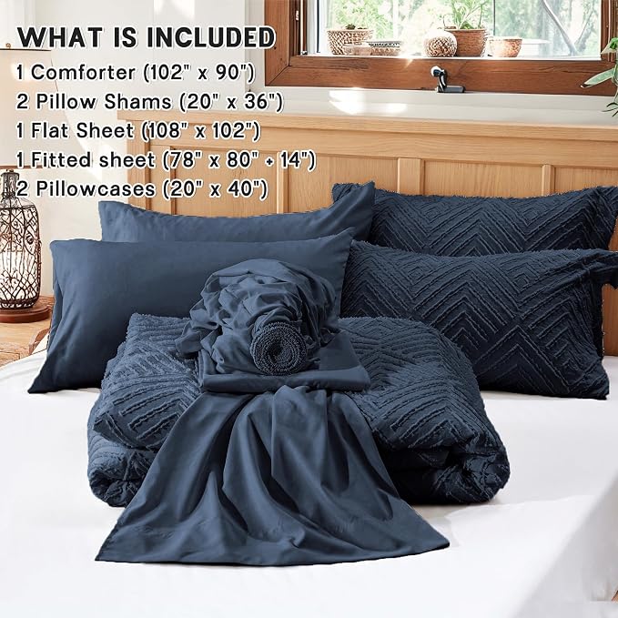 Zzlpp King Comforter Set 7 Pieces, All Season Boho Bedding Sets - Image 5