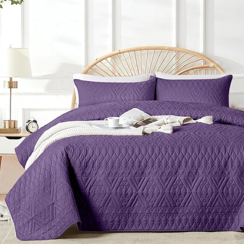 akkialla Twin Quilt Set, Dark Purple Lightweight Microfiber Bedspread Coverlet by akkialla