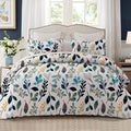 Whale Flotilla Reversible Printed Quilt King Size, Extra Soft Boho Floral Leaf by WHALEFLOTILLA