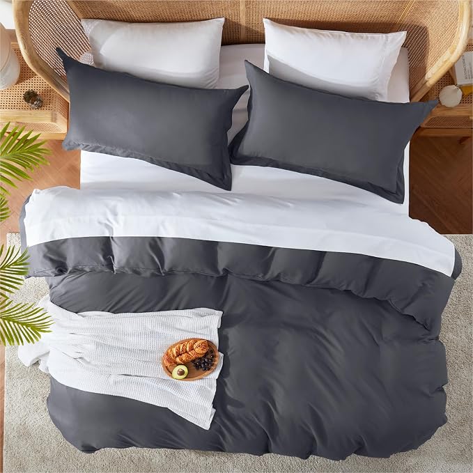 Nestl Dark Grey California King Duvet Cover Sets - Image 5