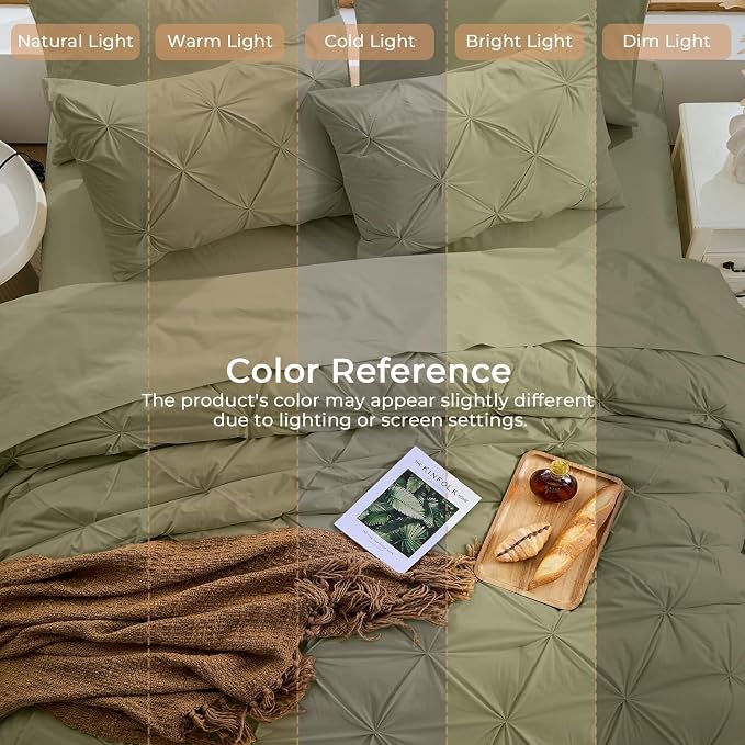 Sasttie King Size Comforter Set, 7-Piece Bed in a Bag, Pintuck Bedding Sets - Image 8