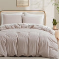 LOVQUE 100% Washed Cotton Duvet Cover Set King Size, Linen Like Natural Bedding by LOVQUE