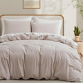 LOVQUE Bedding Duvet Cover Queen Size, 100% Washed Cotton Linen Like Natural by LOVQUE