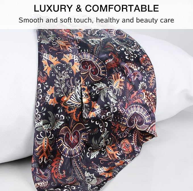 MANSPHIL Purple Paisley 100% Silk Pillowcases Queen Size, Bohomian Brown Floral - Image 7