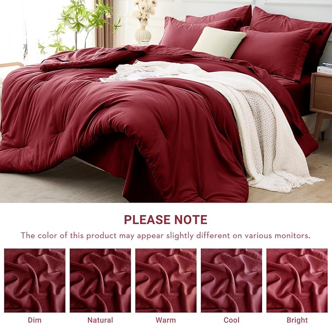 MUXHOMO 7 Pieces King Comforter Set, Soft Bed in a Bag King Size, All Season - Image 4