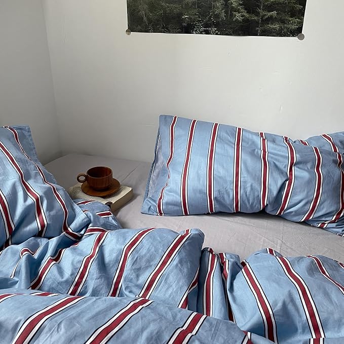 mixinni Vintage Striped Blue Duvet Cover Full - Image 7