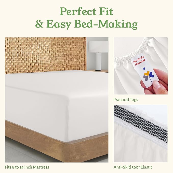 California Design Den 100% Organic Cotton Twin XL Fitted Sheet Only, Deep - Image 6