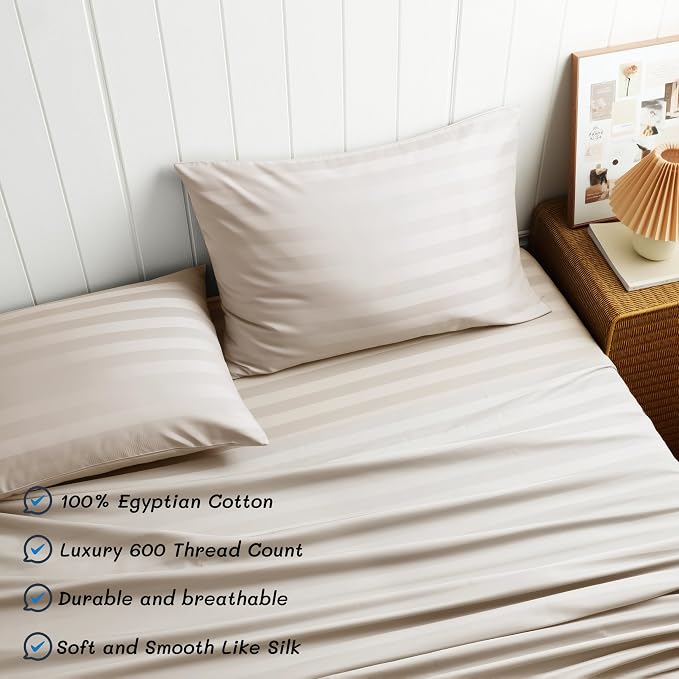 Cotton Flat Sheets Only, 600 TC 100% Cotton Flat Sheet Top Sheet Only, Queen - Image 2