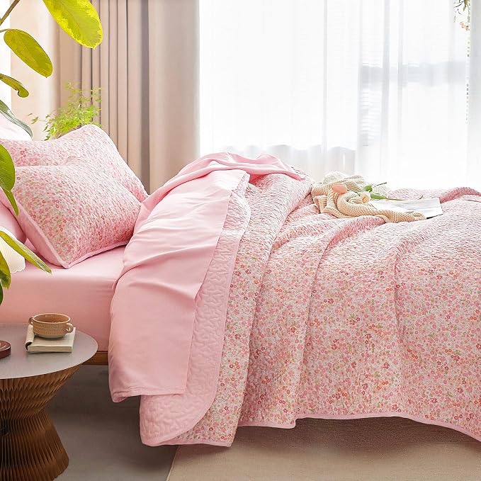 Wake In Cloud - Floral Quilt Set, Cute Vintage Flower Cottagecore Shabby Chic - Image 5