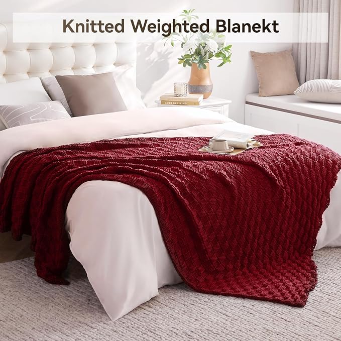 Knitted Weighted Blanket for Adult, No Beads Heavy Blanket 50” x 60'' 7lbs - Image 6