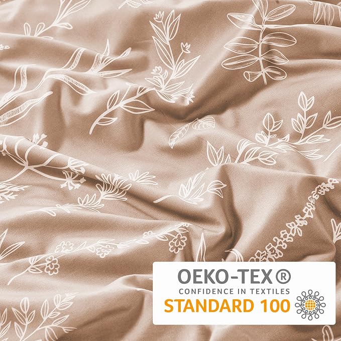 MUXHOMO Duvet Cover Full Size, Reversible Floral Rosy Gold Duvet Cover Set - Image 2