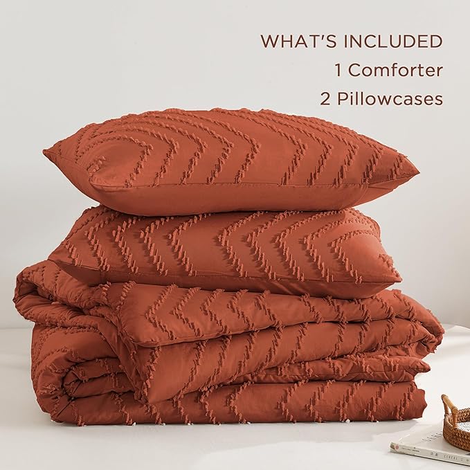 Andency Burnt Orange Oversized Queen Comforter Set, Boho Soft Warm Bedding - Image 6