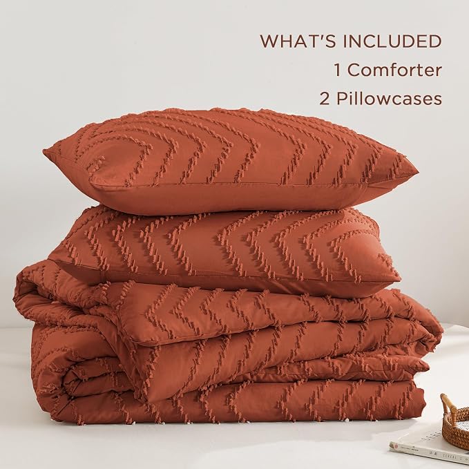 Andency Burnt Orange King Size Comforter, Boho Terracotta Soft Warm Bedding - Image 6