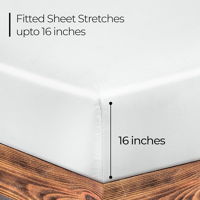 ROYALE LINENS 300 Thread Count 100% Long Staple Combed Cotton Fitted Sheet Queen - Image 2